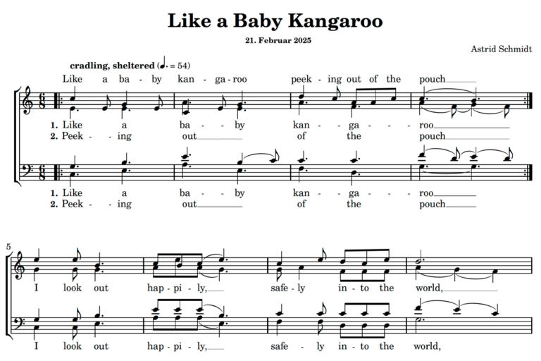 Klaviernoten zum Mantra Vocal Paintin "Like a Baby Kangaroo"